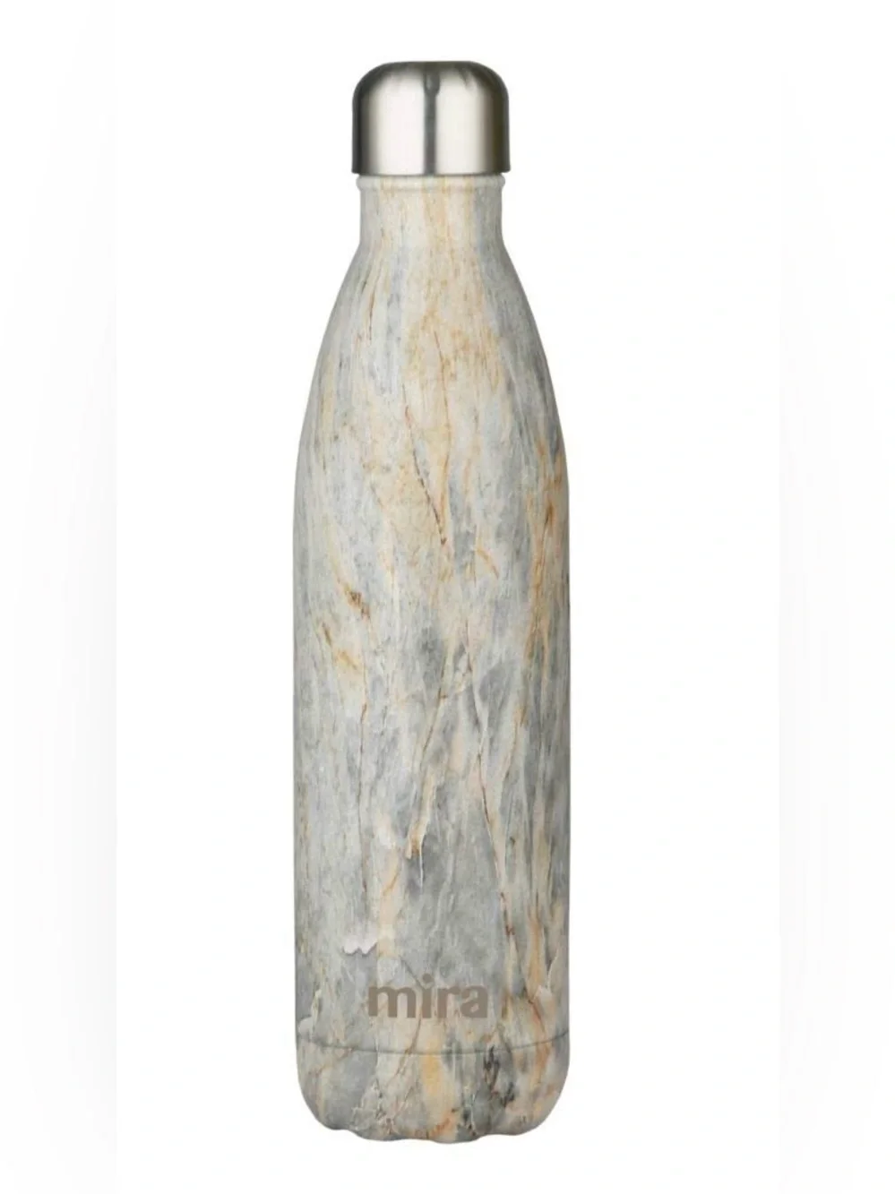 Mira Marble-Pattern Stainless Water Bottle - Gray and Cream-NWOT